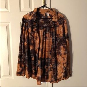 Plaid Button Down Shirt in Brown and Black